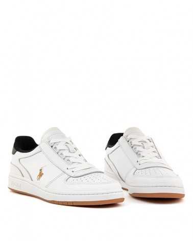 Scarpe Polo Ralph Lauren Polo CRT PP bianche nere-frontale