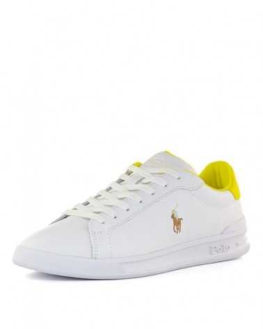 Scarpa Polo Ralph Lauren HRT CT II bianco giallo-frontale